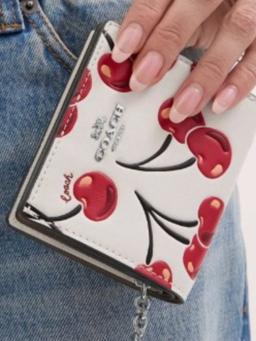 New Coach Corner Zip Wallet Cherry Print adorable Cherry zipper